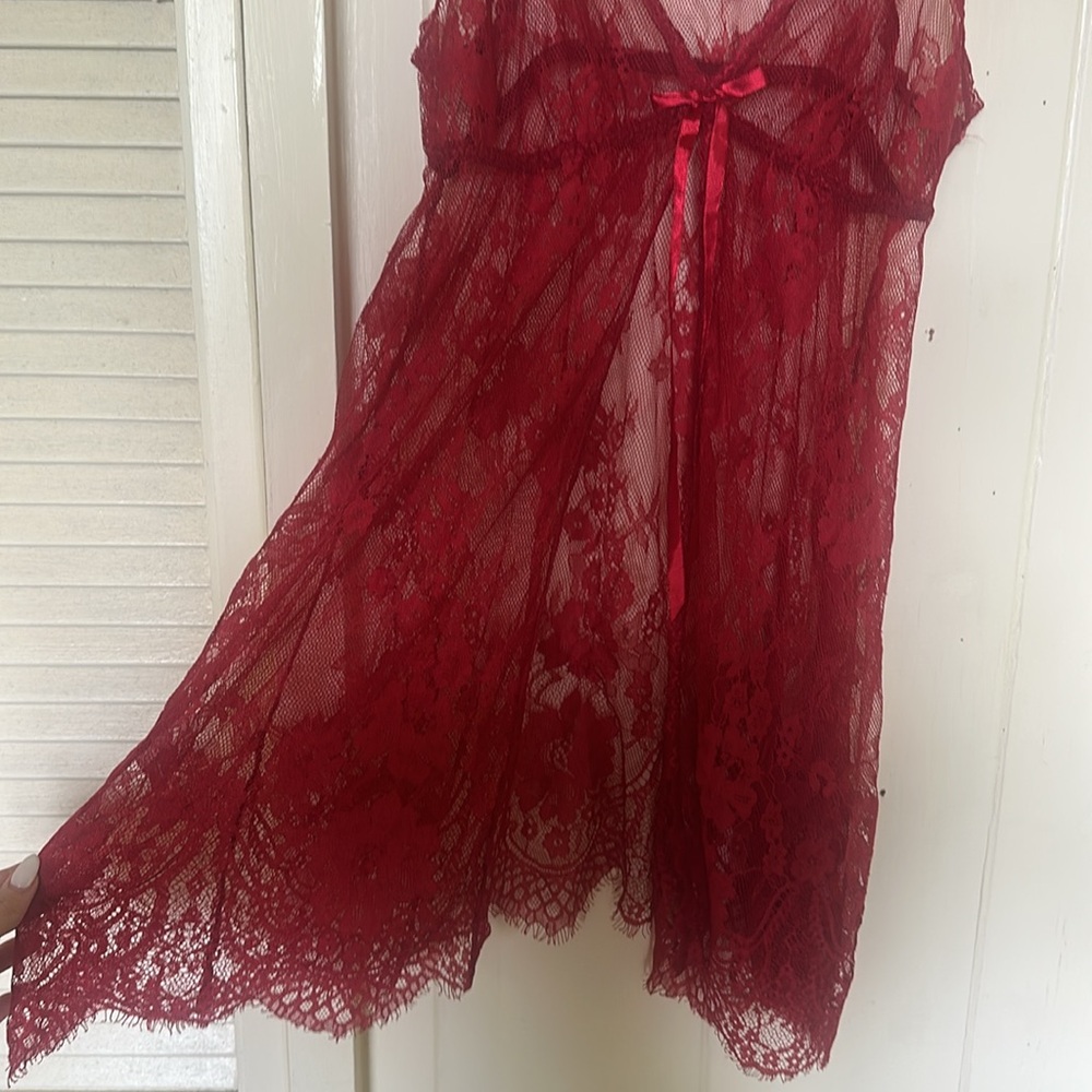 Sheer Lace Red Chemise slip y2k - Picture 3 of 4